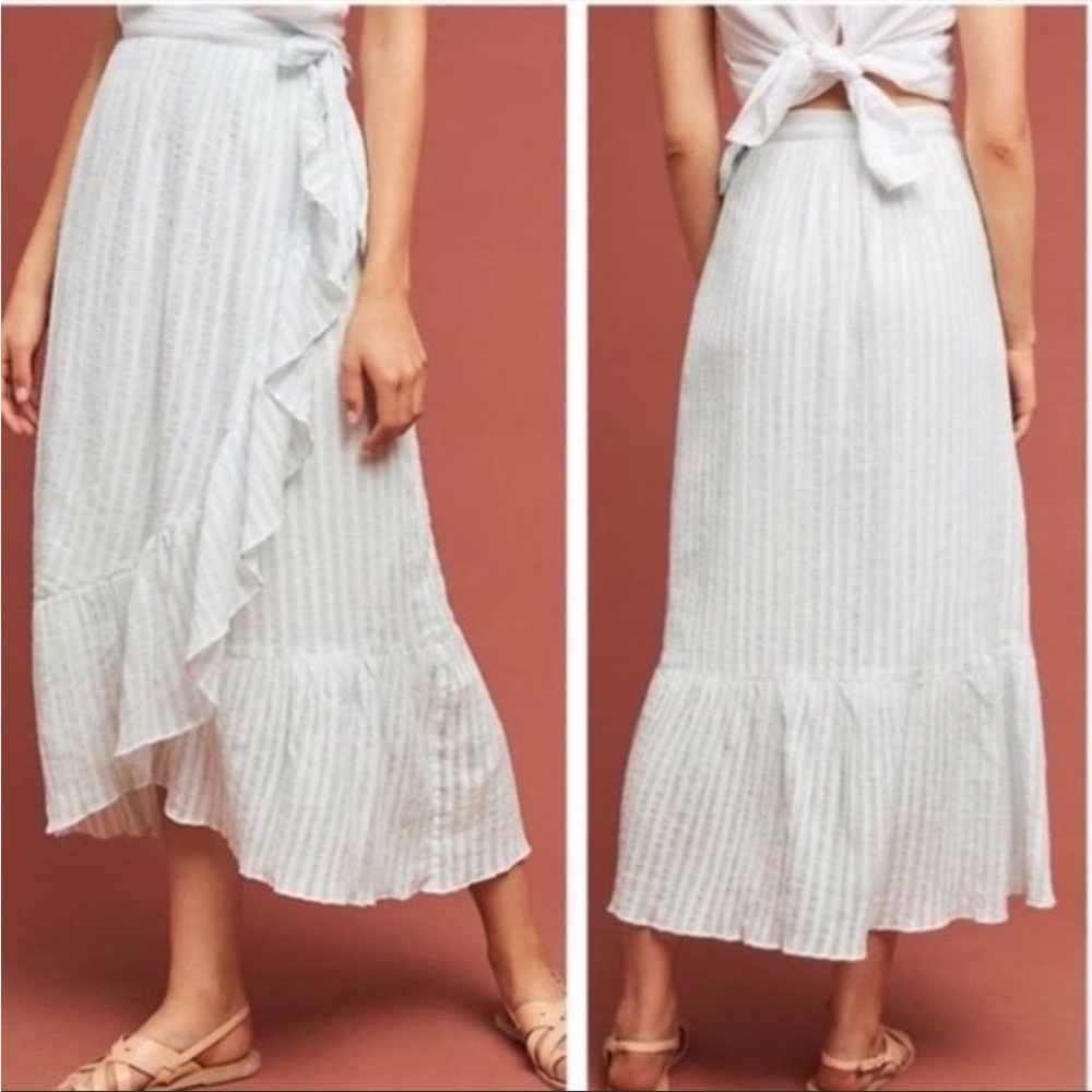 MAEVE ANTHRO Gloria Striped Ruffle Wrap Skirt